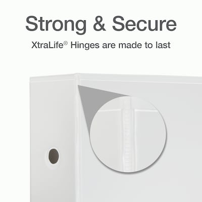 Cardinal XtraLife ClearVue Heavy Duty 5" 3-Ring View Binders, D-Ring, White (26350)