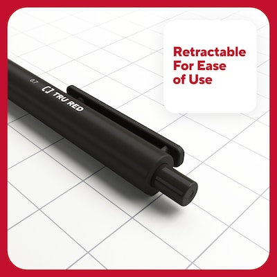TRU RED Retractable Quick Dry Gel Pens, Medium Point, 0.7mm, Black, Dozen (TR54498)
