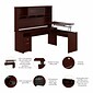 Bush Furniture Cabot 72"W 3 Position L Shaped Sit to Stand Desk with Hutch, Harvest Cherry (CAB052HVC)