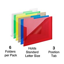 Staples File Folders, 1/3-Cut Tab, Letter Size, Assorted Colors, 6/Pack (TR10847/10847)