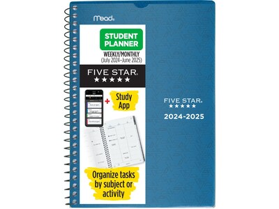 2024-2025 Five Star 5.5 x 8.5 Academic Weekly & Monthly Customizable Planner, Poly Cover, Assorted