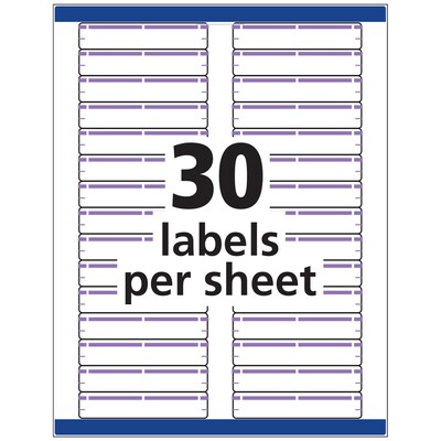 Avery TrueBlock Laser/Inkjet File Folder Labels, 2/3" x 3 7/16", Purple, 750 Labels Per Pack (5666)