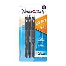 Paper Mate InkJoy Retractable Gel Pen, Medium Point, Black Ink, 3/Pack (1951637)