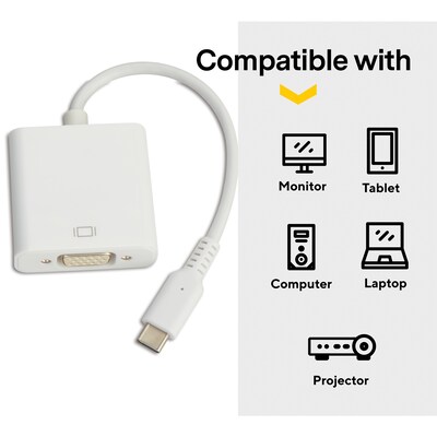 NXT Technologies 0.5' USB C/VGA Adapter, White (NX60401)