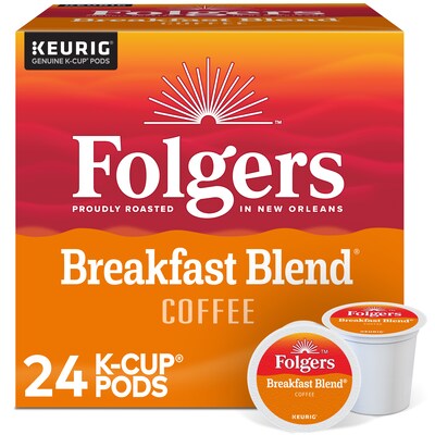 Folgers Breakfast Blend Coffee, Light Roast, 0.24 oz. Keurig® K-Cup® Pods, 24/Box (000370677/6684)