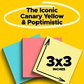 Post-it Notes, 3 x 3, Canary Collection, 100 Sheet/Pad, 18 Pads/Pack (654144B)