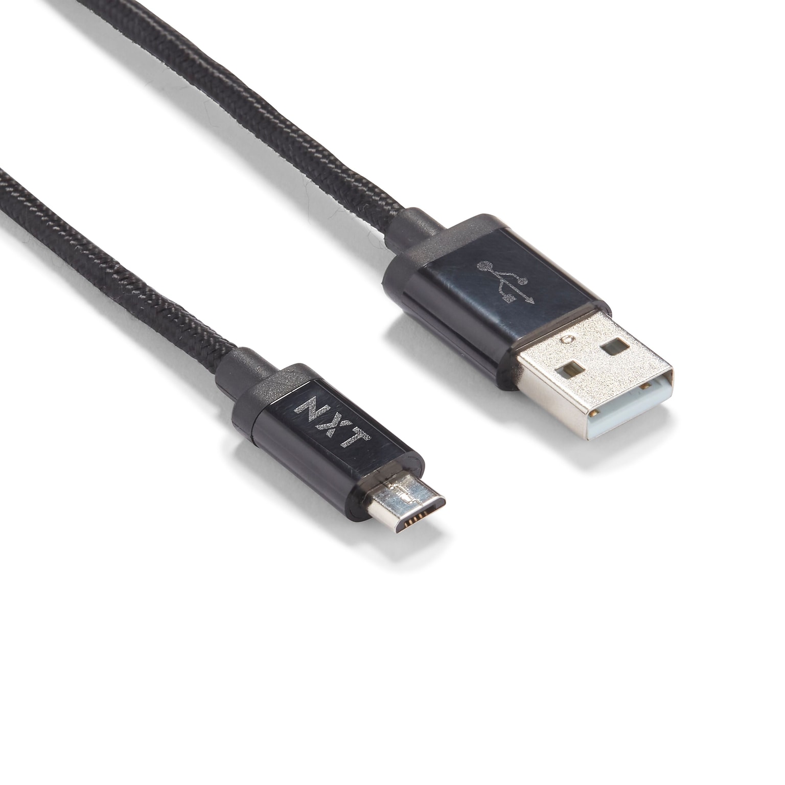 NXT Technologies 4 Ft. Braided USB-A to Micro-USB Charging Cable for Samsung/Android, Black (NX54334)