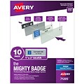 Avery The Mighty Badge Inkjet Reusable  Magnetic Name Badge System, 1 x 3, Silver, 80 Inserts, 10/