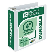 Samsill Earths Choice Biobased 4 3-Ring View Binders, White (18997)
