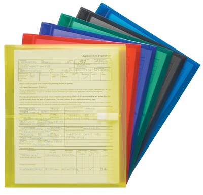 Smead 1 1/4 Expansion Poly Letter Envelope with Hook and Loop Closure, 9.75 x 11.625, Assorted, 6