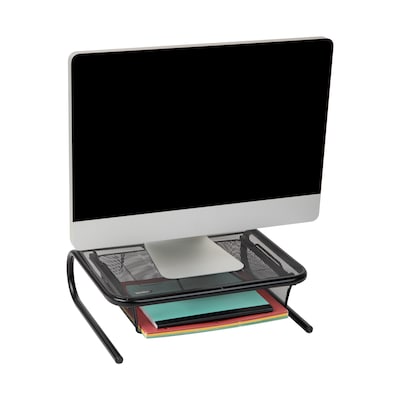 Mind Reader Monitor Stand Ventilated with Paper Tray, Black (MESHKING-BLK)