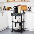 Mind Reader 3-Tier Bar Cart Plastic Rolling Utility Cart, Black (CARTCOFF-BLK)