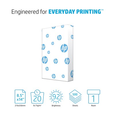 HP Office20 8.5" x 14" Multipurpose Paper, 20 lbs., 92 Brightness, 500 Sheets/Ream (HPC8514)
