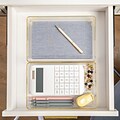 Martha Stewart Kerry Plastic Stackable Office Desk Drawer Organizer, Clear/Gold, 3/Set (BEPB8974G3CG