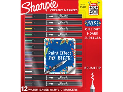 Sharpie Water-Based Creative Markers, Brush Point, Assorted Colors, 12/Pack (2196907)