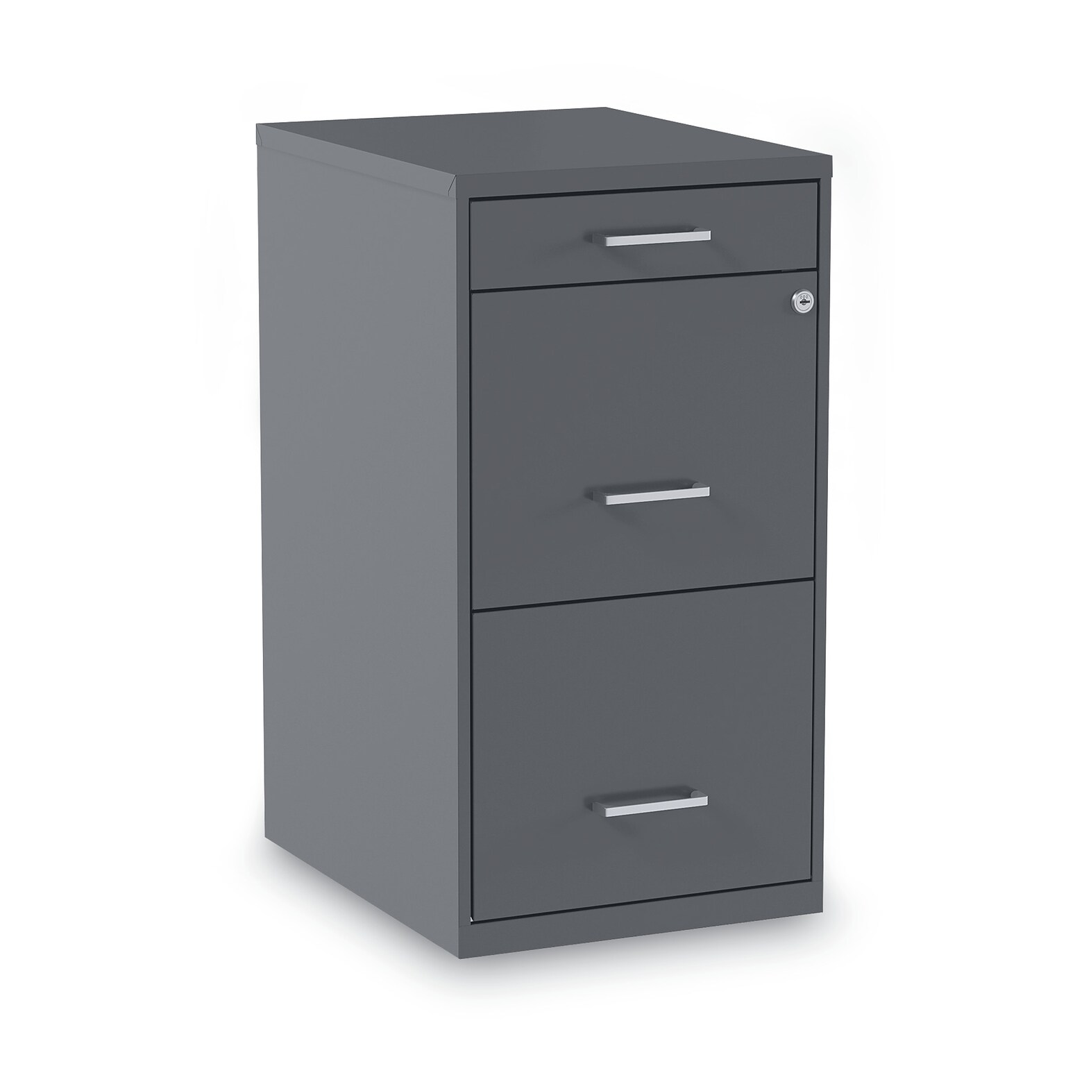 Alera® Soho 2 File-Drawer Vertical Standard File Cabinet, Letter Size, Lockable, 24.1H x 14W x 18D, Charcoal (2806768)