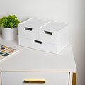 Martha Stewart Weston Stackable Wood Office Desktop Organizer, White, 3/Set (LYE115118A3WH)