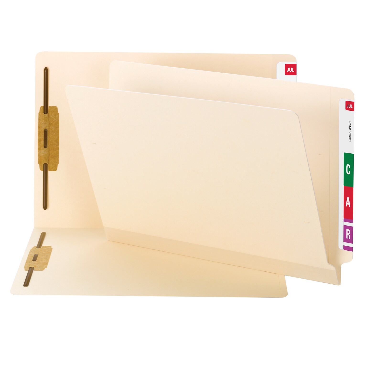 Smead Reinforced End Tab Fastener Folder, Two Fasteners, Letter, Manila, 50/BX (34105)