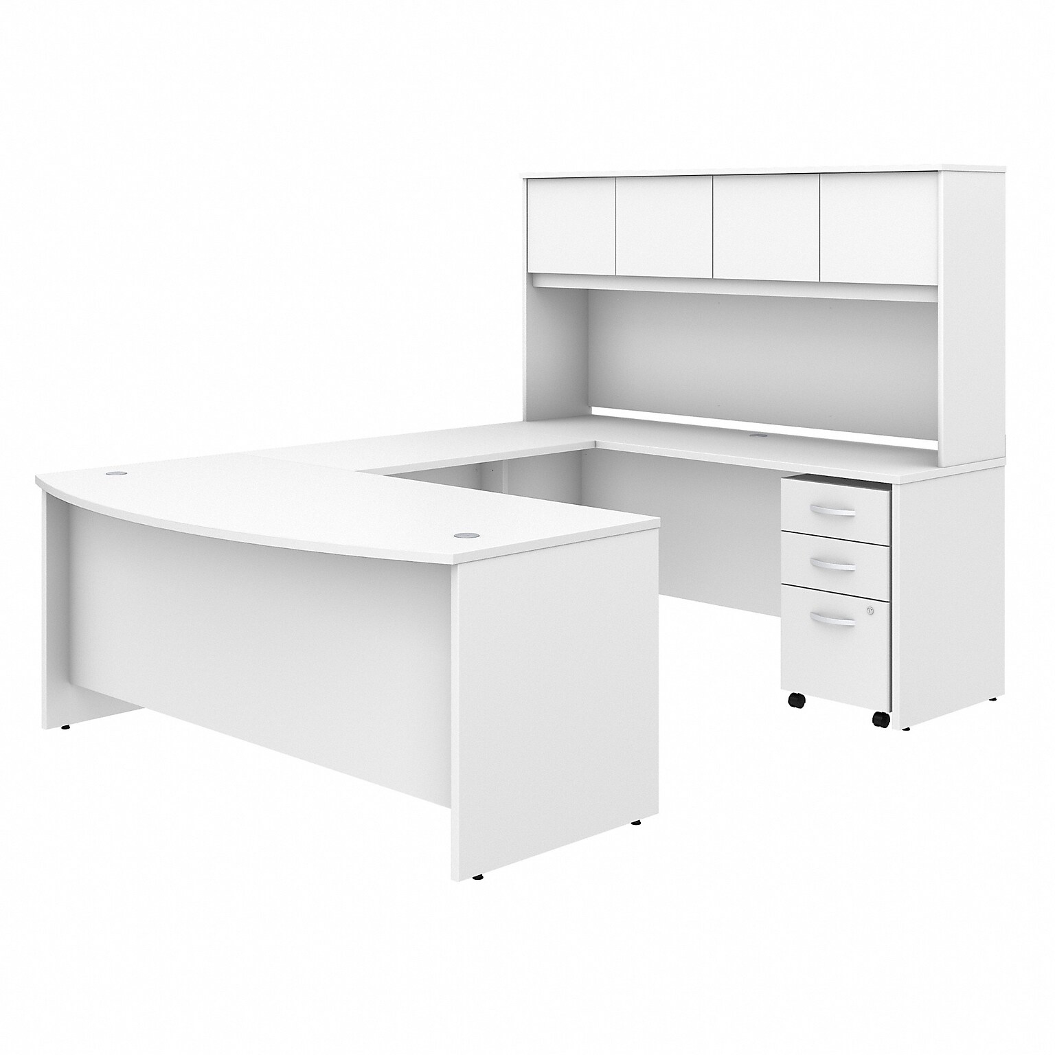 Bush Business Furniture Studio C 72W U Shaped Desk with Hutch and Mobile File Cabinet, White (STC003WH)
