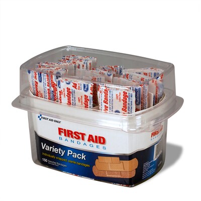 First Aid Only Adhesive Bandages Variety Pack, 150/Box (90095)