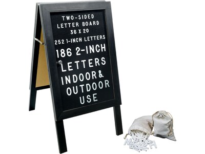 Excello Global Products Indoor/Outdoor A-Frame Sidewalk Sign, 20" x 27", Black (EGP-HD-0084-BLK)