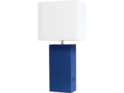 Lalia Home Lexington Table Lamp, Blue Faux Leather (LHT-3012-BL)
