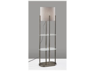 Adesso Norman 60.5" Brushed Steel Floor Lamp with Cylindrical Shade (1518-22)