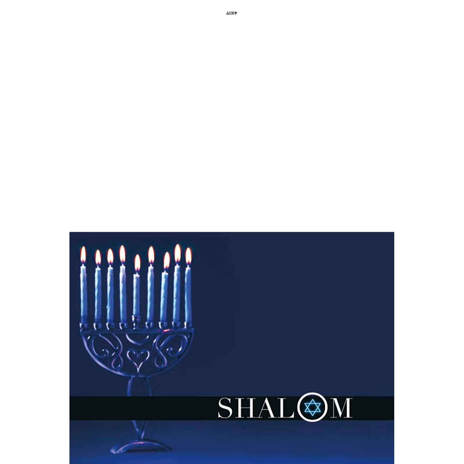 Shalom - candles - 7 x 10 scored for folding to 7 x 5, 25 cards w/A7 envelopes per set