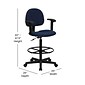 Flash Furniture Ergonomic Fabric Drafting Stool, Adjustable Arms, Navy Blue (BT659NVYARMS)