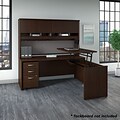 Bush Business Furniture Westfield 72W 3 Position Sit to Stand L Desk w/ Hutch and File Cabinet, Moc