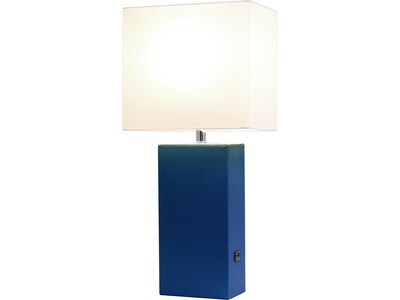 Lalia Home Lexington Table Lamp, Blue Faux Leather (LHT-3012-BL)