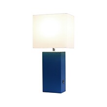 Lalia Home Lexington Table Lamp, Blue Faux Leather (LHT-3012-BL)