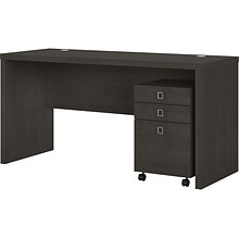 Bush Business Furniture Echo Credenza Desk with Mobile File Cabinet, Charcoal Maple (ECH003CM)