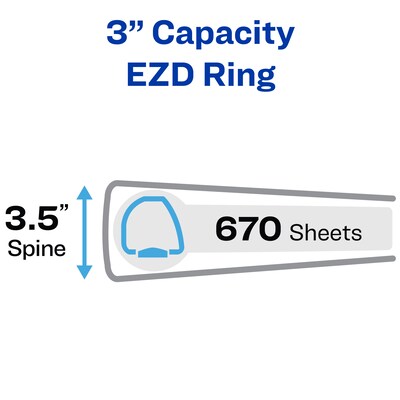 Avery Heavy Duty 3" 3-Ring View Binders, One Touch EZD Ring, White 4/Pack (79193)