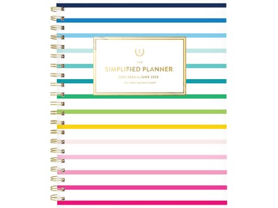 2024-2025 AT-A-GLANCE Simplified by Emily Ley Happy Stripe 8.5 x 11 Academic Weekly & Monthly Plan