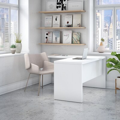 Bush Business Furniture Echo 60W L Shaped Desk, Pure White (ECH026PW)
