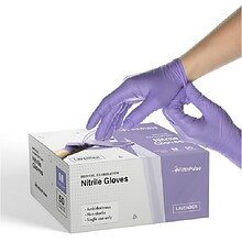 FifthPulse Powder Free Nitrile Gloves, Latex Free, Medium, Lilac, 50/Box (FMN100175)