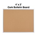 Quill Brand® Standard Durable Cork Bulletin Board, Aluminum Frame, 4W x 3H (28345-CC)