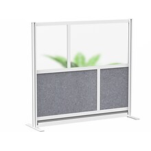 Luxor Modular Room Divider Starter Wall, 48H x 53W, Gray PET/Frosted Acrylic (MW-5348-FCG)