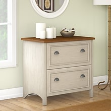 Bush Furniture Fairview 2 Drawer Lateral File Cabinet, Antique White and Tea Maple (WC53284T)