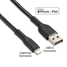 NXT Technologies™ 10 Ft. Braided Lightning to USB Cable, Black (NX60462)