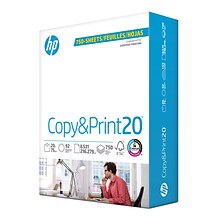 HP Copy&Print20 8.5 x 11 Multipurpose Paper, 20 lbs., 92 Brightness, 750 Sheets/Ream (200030)