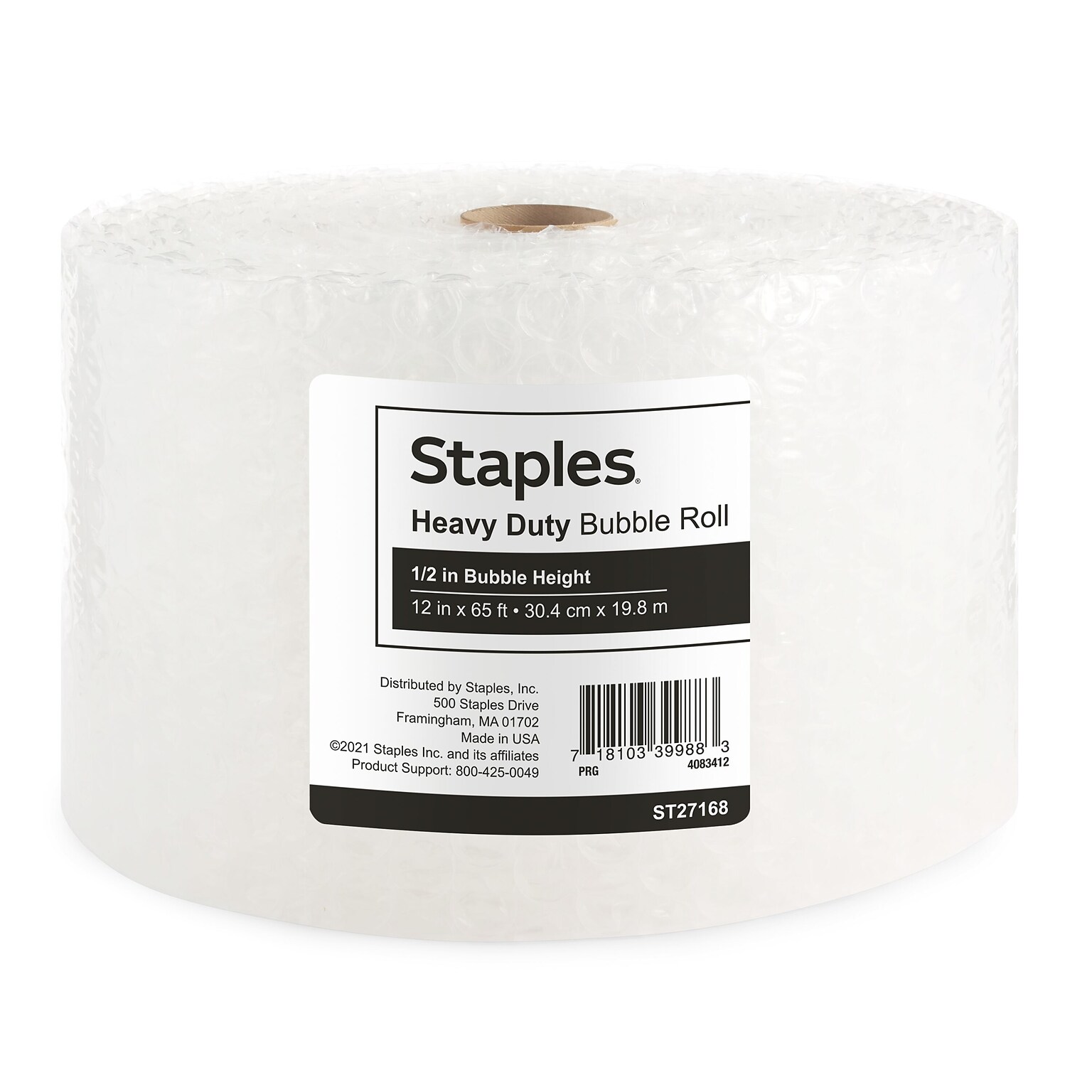 Staples® 1/2 Bubble Roll, 12 x 65, Clear (4069422)