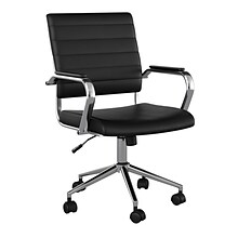 Martha Stewart Piper Faux Leather Swivel Office Chair, Black/Polished Nickel (CH2209212BK)