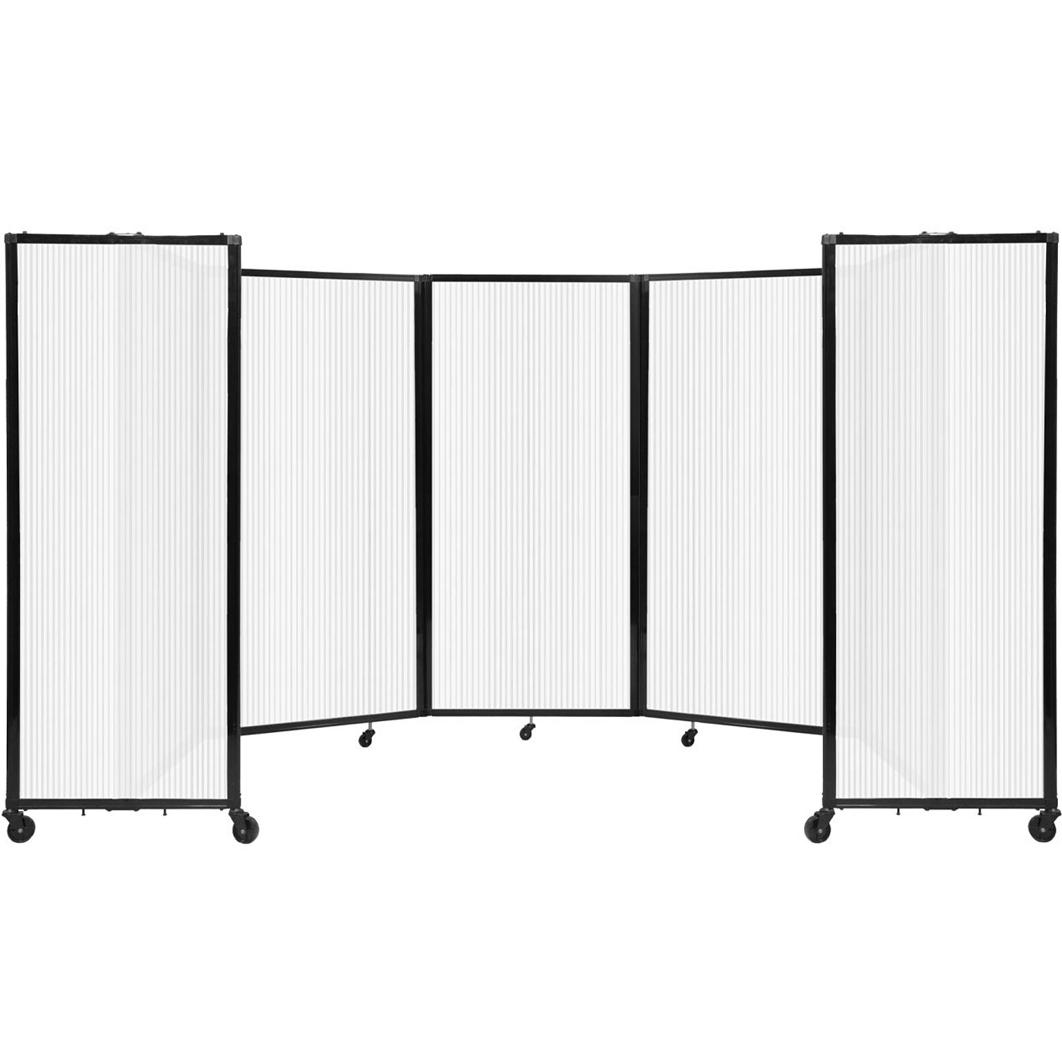 Versare The Room Divider 360 Freestanding Folding Portable Partition, 72H x 168W, Opal Fluted Polycarbonate (1272506)