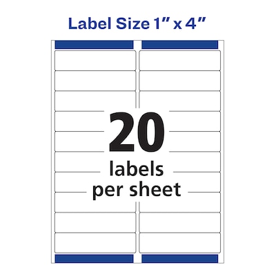 Avery Easy Peel Inkjet Address Labels, 1" x 4", Clear, 20 Labels/Sheet, 10 Sheets/Pack (18661)
