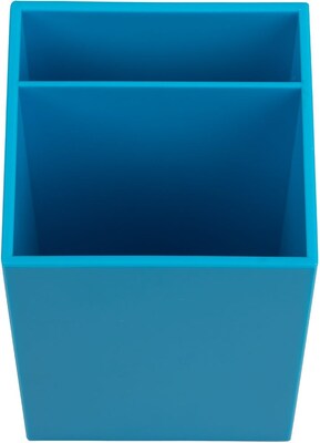 JAM PAPER Plastic Pen Holder, Blue, Desktop Pencil Cup, Sold Individually (341bus)