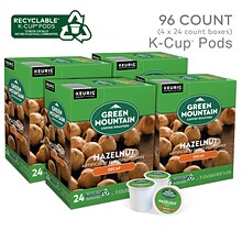 Green Mountain Hazelnut Decaf Coffee Keurig® K-Cup® Pods, Light Roast, 96/Carton (77923)