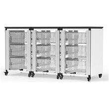 Luxor Mobile 9-Section Modular Classroom Storage Cabinet, 28.75H x 18.2D, White (MBS-STR-31-9L)