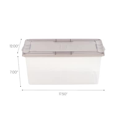 Iris 17 Quart Snap Top Plastic Snap Closure Storage Bin, Clear, 8/Pack (500156)